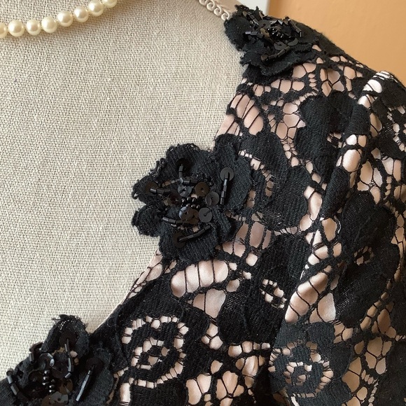 JS BOUTIQUE Black Lace & Sequin Floral Gown Size 6 - Picture 8 of 16
